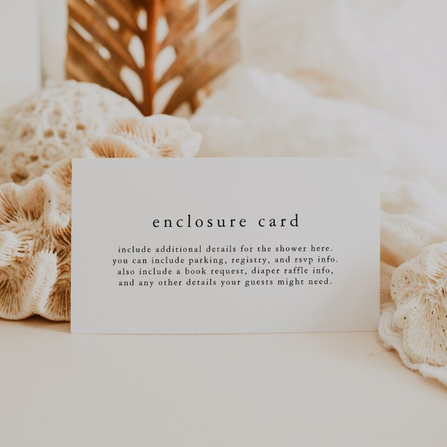 EMELIA Unique Black White Boho Simple Baby Shower Tilläggskort (EMELIA Unique Black White Boho Simple Baby Shower Enclosure Card)