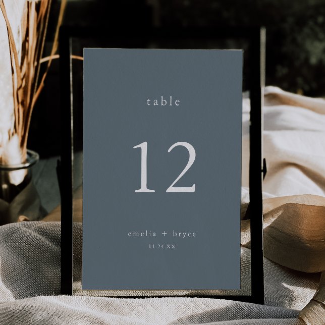 EMELIA Winter Dusty Blue Bröllop Bordsnumren Inbjudningar (EMELIA Winter Dusty Blue Wedding Table Numbers)