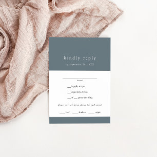 EMELIA Winter Minimalist Mörk Dusty Blue Bröllop OSA Kort