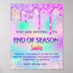 Emend Season Sale Glitter Drips Holograph Rosa Poster