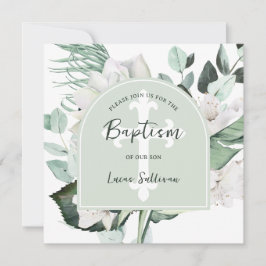 Emerad Greenery Arch Baptism-inbjudan Inbjudningar