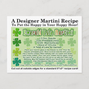 Emeral Isle St. Patrick's Day Martini Recipe Card Vykort