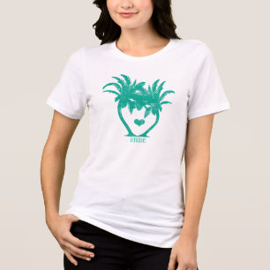 Emeral Teal Grönt Handflatan Träd Beach Wedding T- Tee