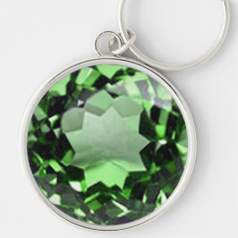 Emerald 1 rund silverfärgad nyckelring