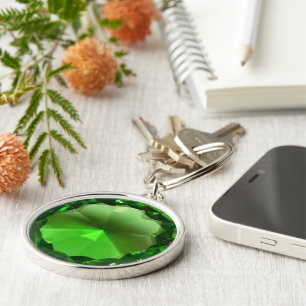 Emerald 2 rund silverfärgad nyckelring