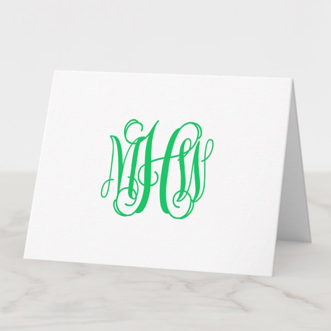 Emerald 3 Initial Vine Script Monogram DIY BG Tack Kort (Skapare uppladdad)