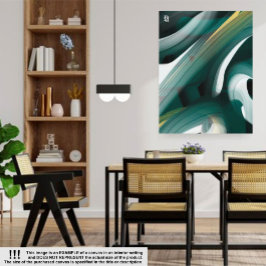 Emerald Abstract Art Canvas Black White Green