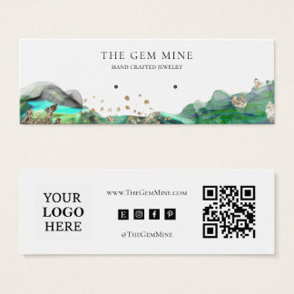 Emerald Agate Earring Mini Display Business Card Litet Visitkort