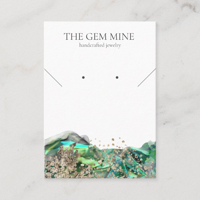 Emerald Agate Gemstone Jewelry Display Card Visitkort (Framsida)