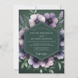 Emerald Amethyst Blommande Bröllop Inbjudningar
