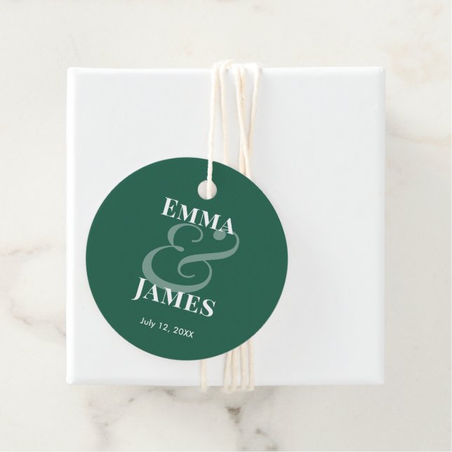 Emerald Ampersand Bröllop | Anpassad baksida Gåvor Etiketter (På plats)