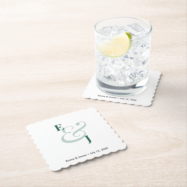 Emerald Ampersand Bröllop | Cocktail  Underlägg Papper (Insitu)
