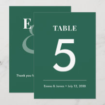 Emerald Ampersand Bröllop | Modern Bordnummer