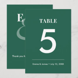 Emerald Ampersand Bröllop | Modern Bordnummer Inbjudningar