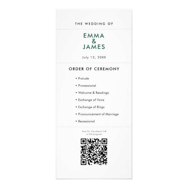 Emerald Ampersand Bröllop | Program | QR-kod (Framsidan)