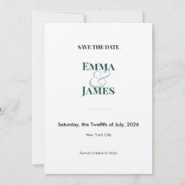 Emerald Ampersand Photo Spara Datum | Bröllop Inbjudningar