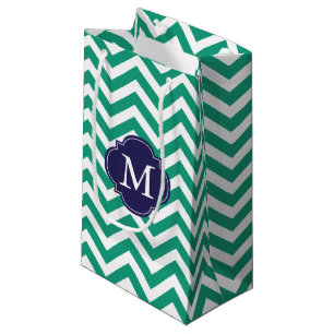 Emerald and Blue Zigzag Mönster Monogram