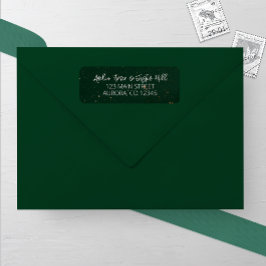 Emerald and Bronze Watercolor Bröllop Adress Returadress Etikett