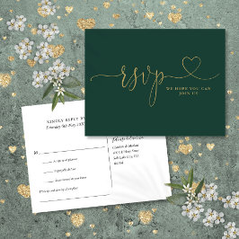 Emerald And Gold Heart Script Sångförfrågan  Inbjudan Vykort