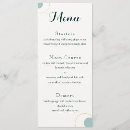 Emerald and Guld Art Deco Bröllop Menu Meny