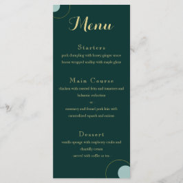 Emerald and Guld Art Deco Bröllop Menu Meny