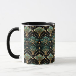 Emerald and Guld Art Deco-inspirerad Fläkt Mugg