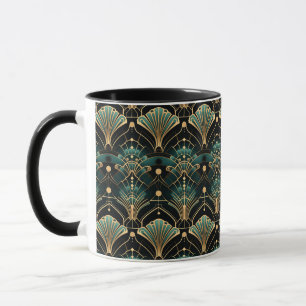 Emerald and Guld Art Deco-inspirerad Fläkt Mugg