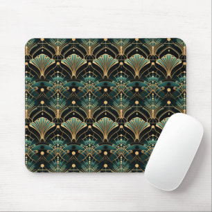 Emerald and Guld Art Deco-inspirerad Fläkt Musmatta