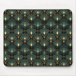 Emerald and Guld Art Deco Patterned Musmatta