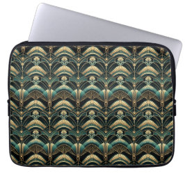 Emerald and Guld Art Deco Thmet Laptop Fodral