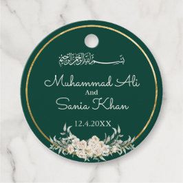 Emerald and Guld Blommigt Islamic Muslim Bröllop Gåvor Etiketter
