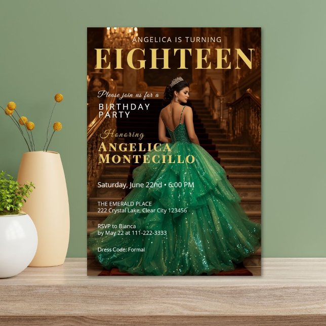 Emerald and Guld Magazine Inspired Call Inbjudningar (Skapare uppladdad)