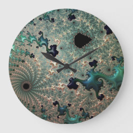 Emerald and Guld Mandelbrot Round Clock Stor Klocka