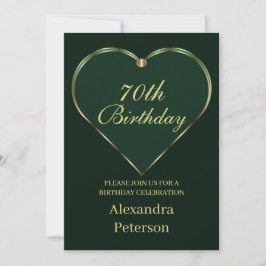 Emerald and Guld minimalist Heart Birday Inbjudningar