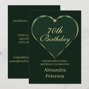 Emerald and Guld minimalist Heart Birday Inbjudningar