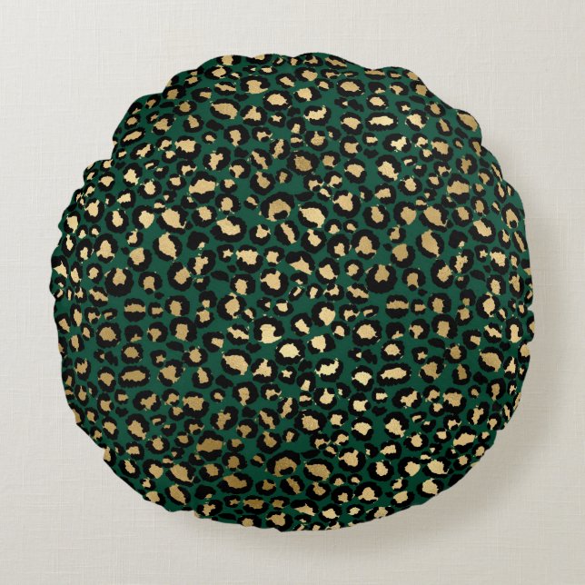 Emerald and Guld Safari Series Design 1 Rund Kudde (Framsidan)