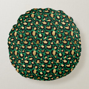 Emerald and Guld Safari Series Design 3 Rund Kudde