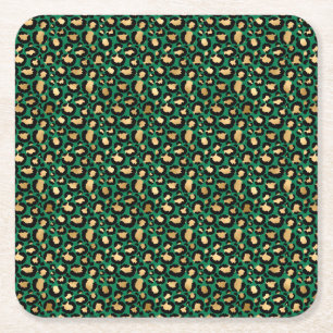 Emerald and Guld Safari Series Design 3 Underlägg Papper Kvadrat