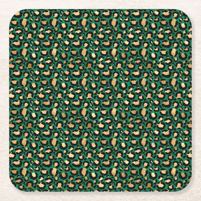 Emerald and Guld Safari Series Design 3 Underlägg Papper Kvadrat (Framsidan)