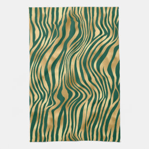 Emerald and Guld Safari Series Design 4 Kökshandduk
