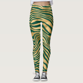 Emerald and Guld Safari Series Design 4 Leggings