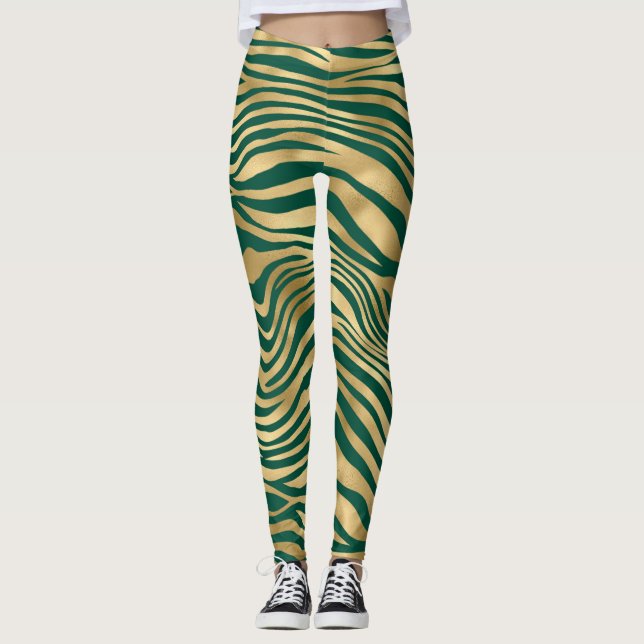 Emerald and Guld Safari Series Design 4 Leggings (Framsida)