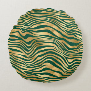 Emerald and Guld Safari Series Design 4 Rund Kudde