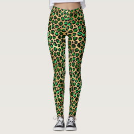 Emerald and Guld Safari Series Design 8 Leggings