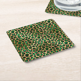 Emerald and Guld Safari Series Design 8 Underlägg Papper Kvadrat