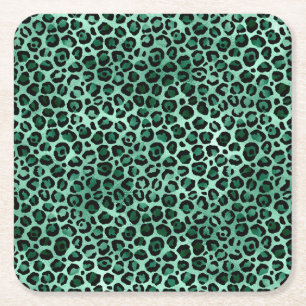 Emerald and Guld Safari Series Design 9 Underlägg Papper Kvadrat