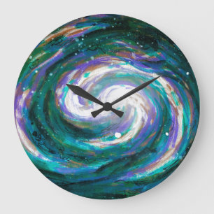 Emerald and Lila Galaxy Stor Klocka