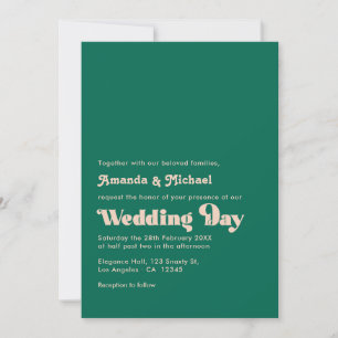 Emerald and Peach Fusion Retro Typography Bröllop Inbjudningar