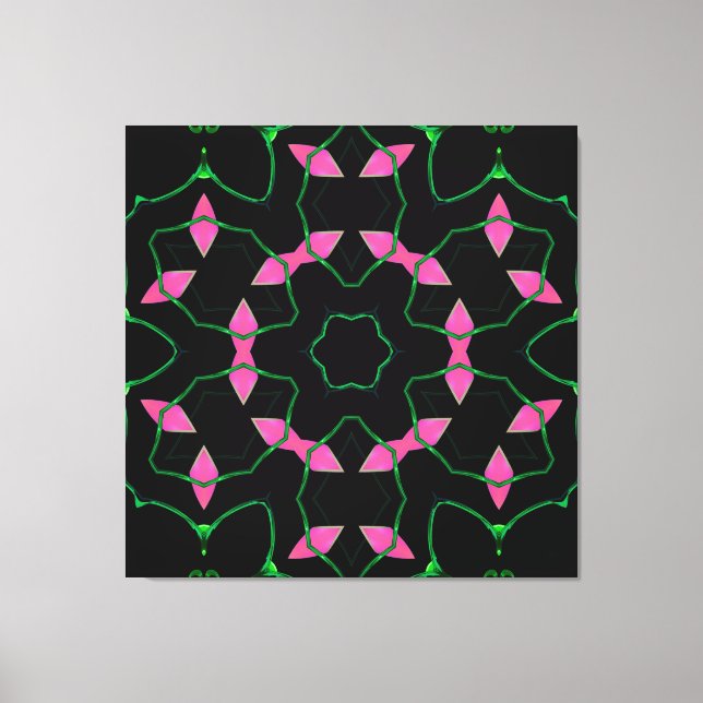 Emerald and Pink Kaleidoscope  Canvastryck (Framsida)