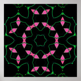 Emerald and Pink Kaleidoscope Poster